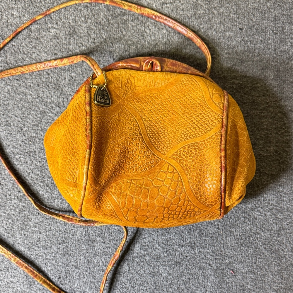 Reem Genuine Leather Vintage Embossed Crossbody Bag |‎ Made in USA